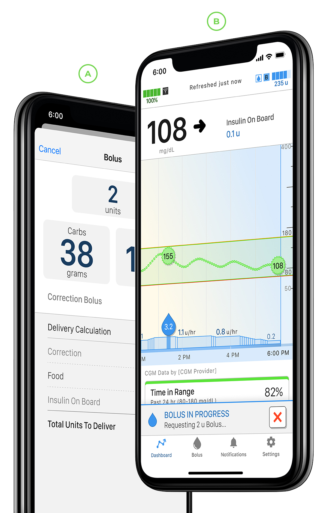 t:connect Mobile App Screens